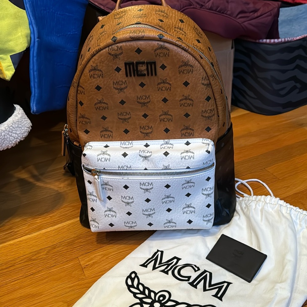 MCM stark backpack color block like new!